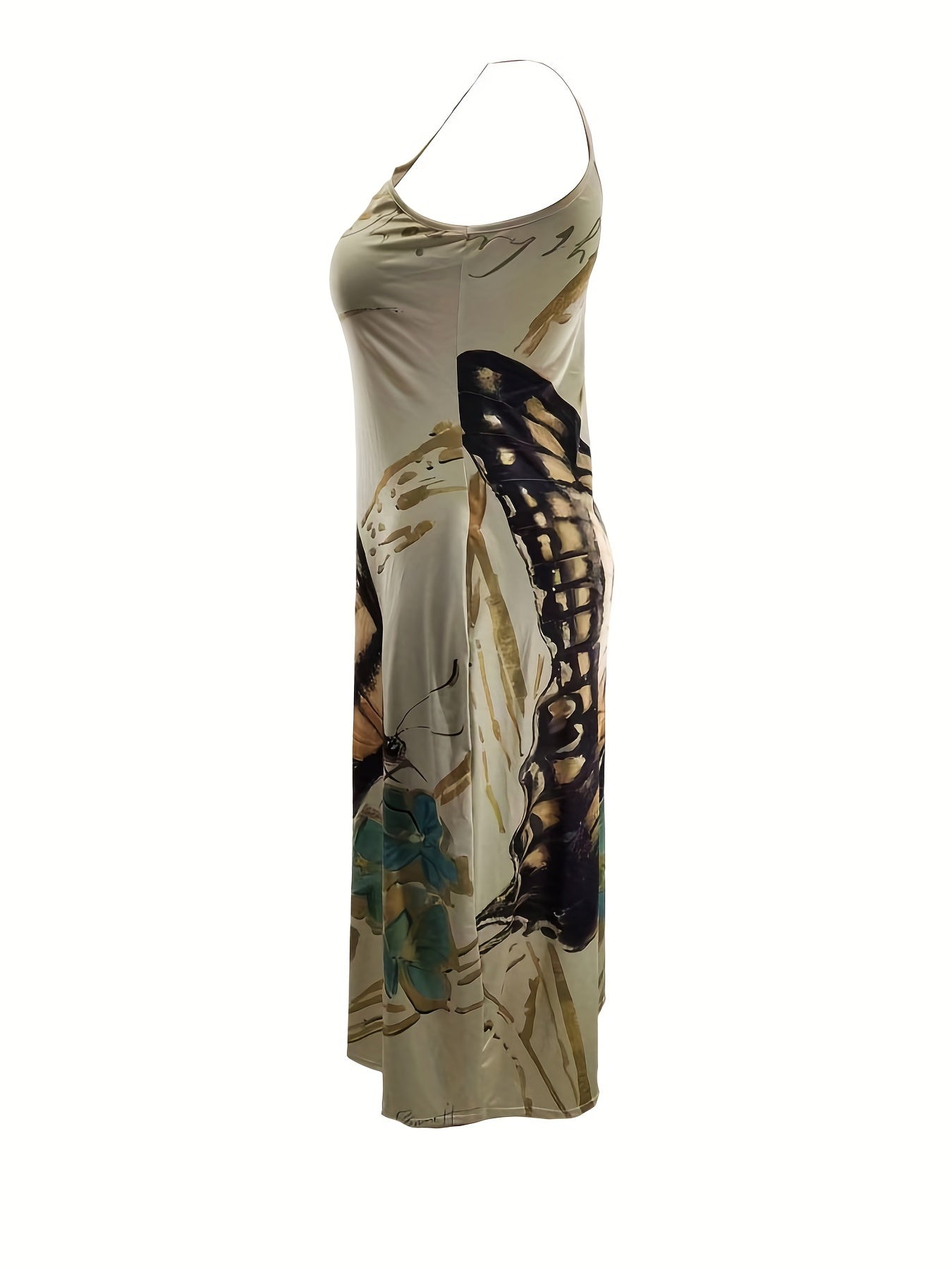 Butterfly Print Maxi Cami Dress with Pockets