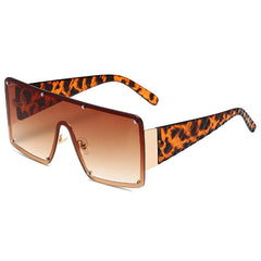 Oversized Square One Piece Sunglasses Cyber Punk Gradient Metal Eyeglasses