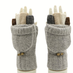 Warm Wool Knit Fingerless Gloves for Men and Women