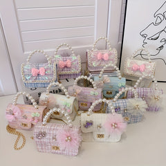 Girls Princess Messenger Bag Mini Crossbody Purse Faux Pearl Handle