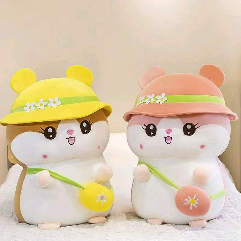 2pcs Hamster Plush Dolls Fluffy Stuffed Animals Soft Pastel Colors Poseable Arms