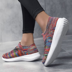 Colorful Knitted Mesh Breathable Running Shoes