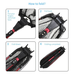 YVLEEN Folding Fishing Net Aluminum Telescopic Pole Nylon Mesh 16 Hoop Size