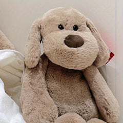 Soft Beige Puppy Plush Stuffed Animal with Expressive Eyes & Fluffy Ears