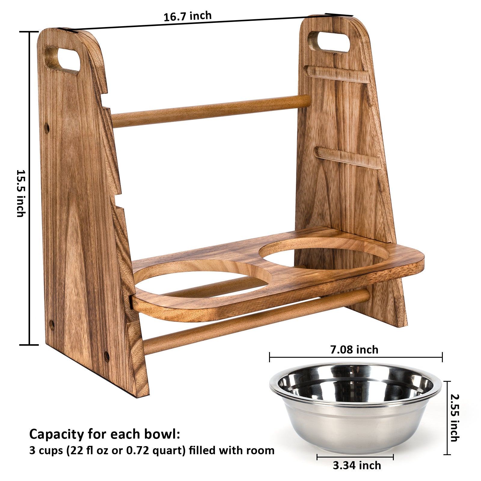 Wooden Dog Bowl Stand for Small & Medium Pets
