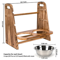 Wooden Dog Bowl Stand for Small & Medium Pets