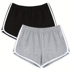 Colorblock Trim Lounge Bottoms Elastic Waistband Shorts