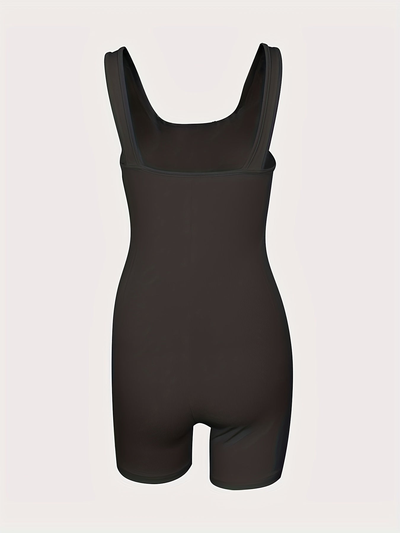 Ribbed Square Neck Romper Bodysuit