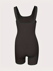 Ribbed Square Neck Romper Bodysuit