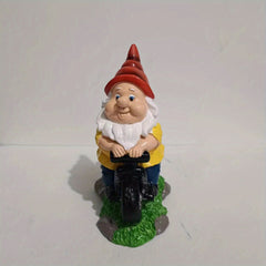 Outdoor Motorcycle Gnome Statue Dwarf Riding Motorcycle Succulent Flower Pot