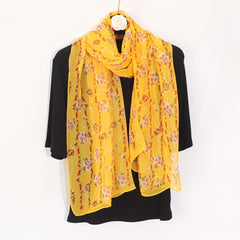 Vintage Floral Pattern Yarn Scarf Lightweight Breathable Shawl