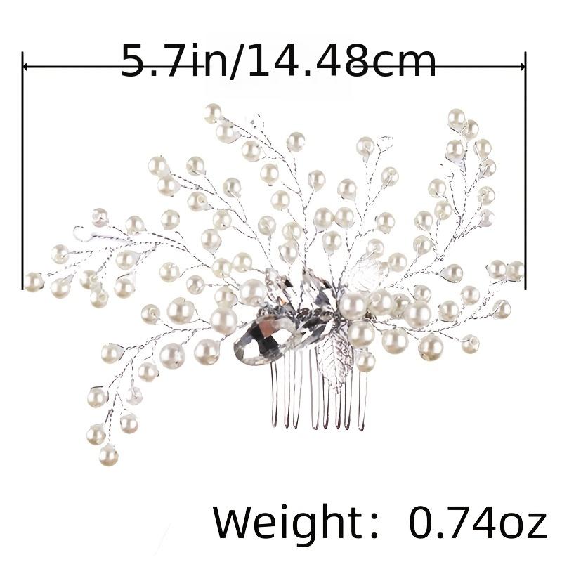 Silver Faux Pearl Crystal Wedding Hair Comb Headband for Bride