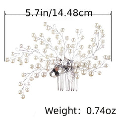 Silver Faux Pearl Crystal Wedding Hair Comb Headband for Bride