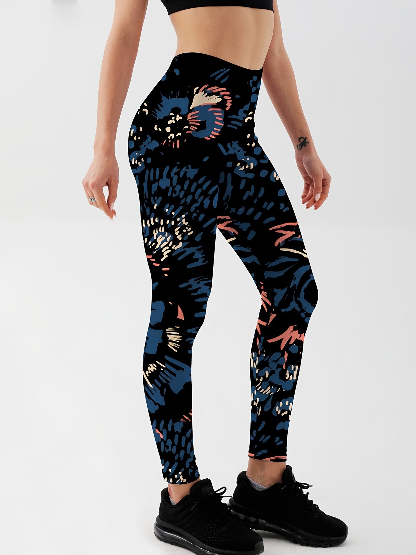 Cat Cartoon Flower Yoga Leggings High Stretch Gym Tight Pants