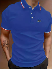 Wolf Head Print Polo Shirt Short Sleeve Outdoor Summer