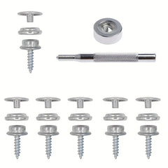 62pcs Marine Stainless Steel Canvas Screw Press Stud Snap Fasteners Kit