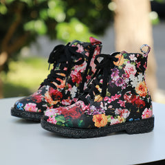 Flower Print Dress Boots for Girls Non-slip Comfortable Shoes