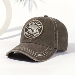 Soft Cotton Washed Baseball Cap with Solid Eagle Embroidery