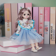 11-Inch Doll with Removable Clothes, Dollhouse Bedroom Window Decor Toy