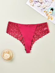 4 Pack Plus Size Sexy Panties Set Women's Plus Ribbed Knit Contrast Lace Briefs