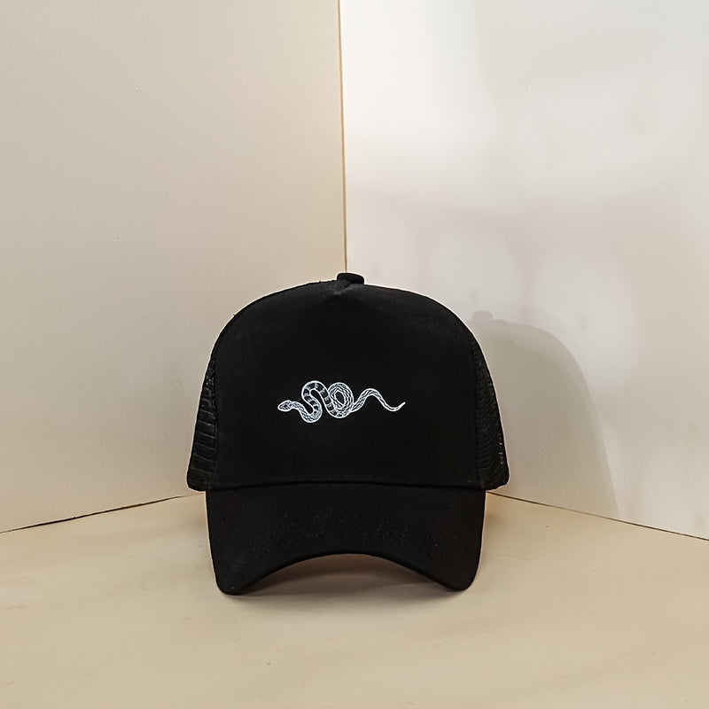 Snake Embroidery Mesh Baseball Cap Cotton Casual Sun Visor Hats Man Unisex