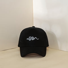 Snake Embroidery Mesh Baseball Cap Cotton Casual Sun Visor Hats Man Unisex