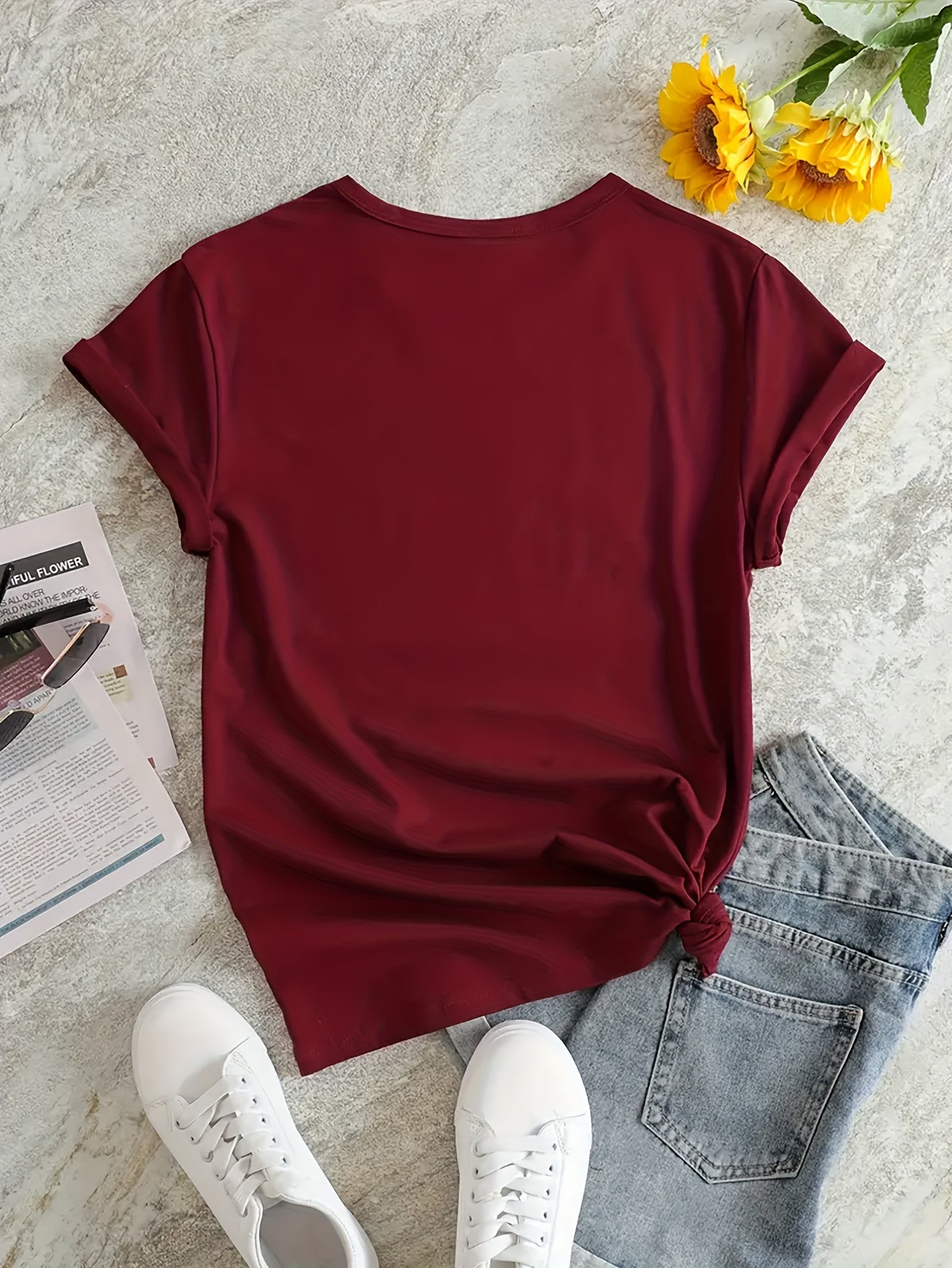 Sports T shirt Round Neck Short Sleeves Workout Tops Women's Activewear