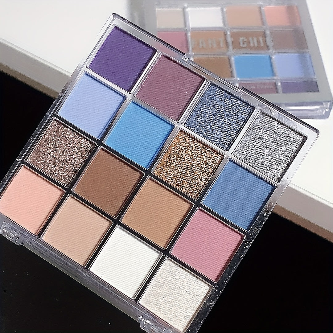 16 Colors Denim Eyeshadow Palette Multicolor Natural Matte Finish Scented Powder