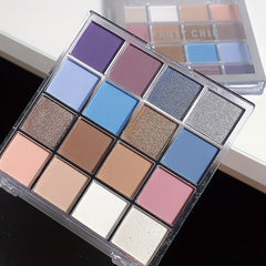 16 Colors Denim Eyeshadow Palette Multicolor Natural Matte Finish Scented Powder