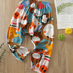 Boys Cartoon Animals Cropped Pants for Spring and Autumn
