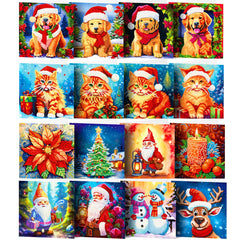 8pcs DIY Diamond Painting Greeting Card Christmas Holiday Handcraft