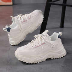 Women's Chunky Faux Leather Sneakers for Outdoor Sports