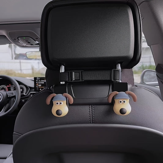 4pcs 3D Cartoon Puppy Car Hook Storage Hanger For Car Seat Back