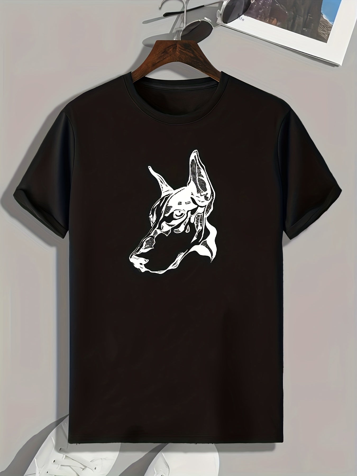 Dog Head Print Men's Graphic T shirt Casual Comfy Tees For Summer