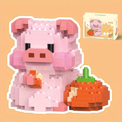 Animal Building Blocks Gluttonous Pig Model Small Building Blocks Gift