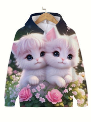 Flower Kitty Hooded Sweatshirt for Girls