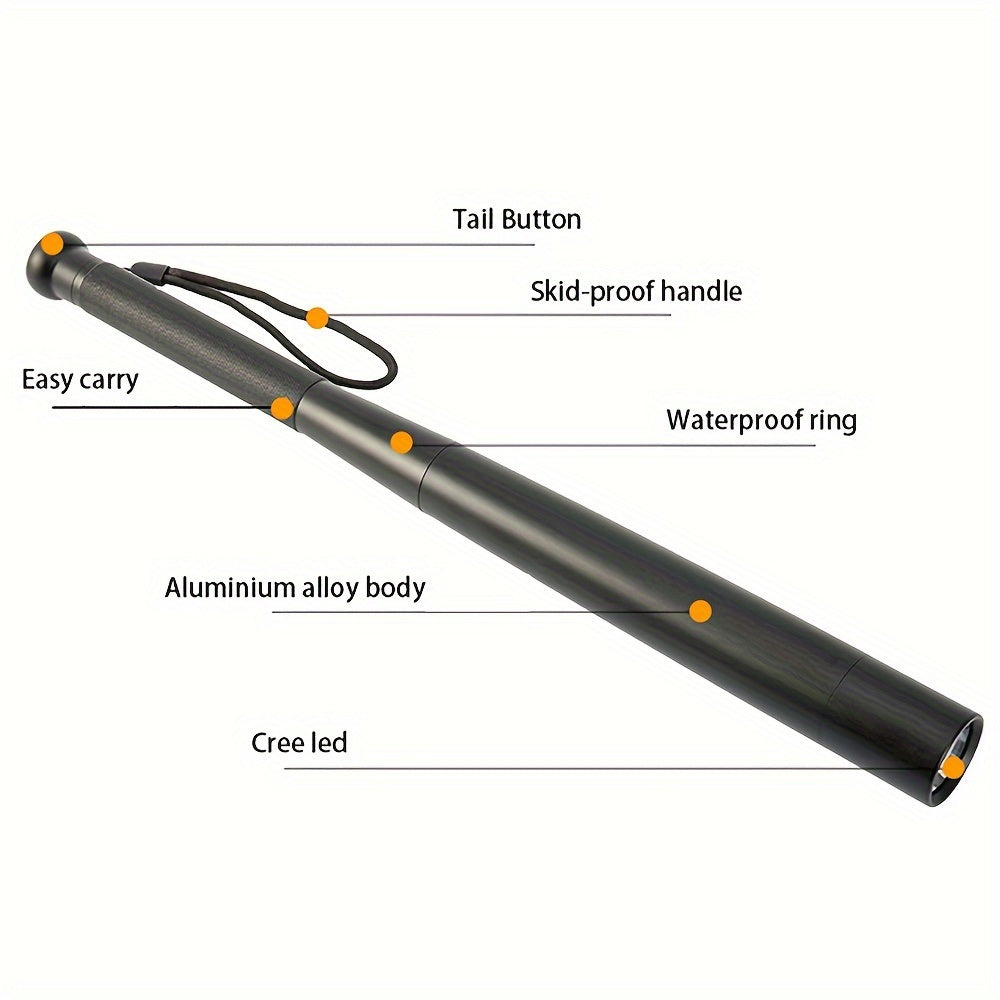 High Hardness Metal Baseball Stick Flashlight with 3-Speed Adjustment