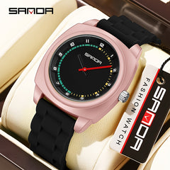 SANDA Unisex Quartz Watch Yellow/Pink Straps Date Display & Stopwatch