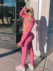 Embroidered High Neck Slim Jumpsuit