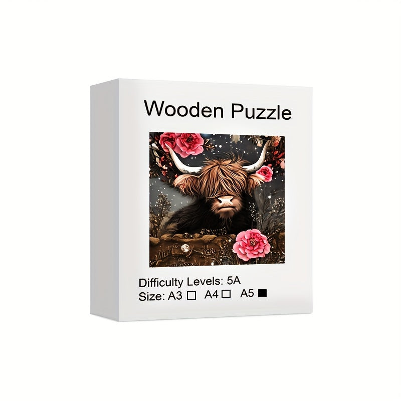 Cow Wooden Jigsaw Puzzle For Advanced Players Special Shapes Creative Birthday