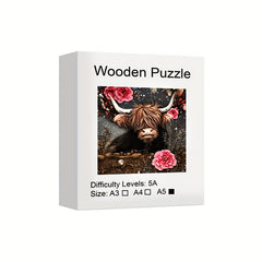 Cow Wooden Jigsaw Puzzle For Advanced Players Special Shapes Creative Birthday