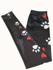 High Rise Paw & Heart Print Leggings