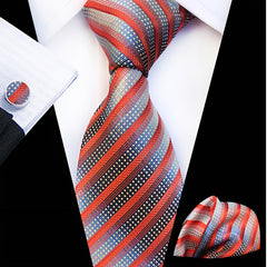 Men's Tie Pocket Square Cufflinks Tie Clip Set 1200 stitch Jacquard Fabric