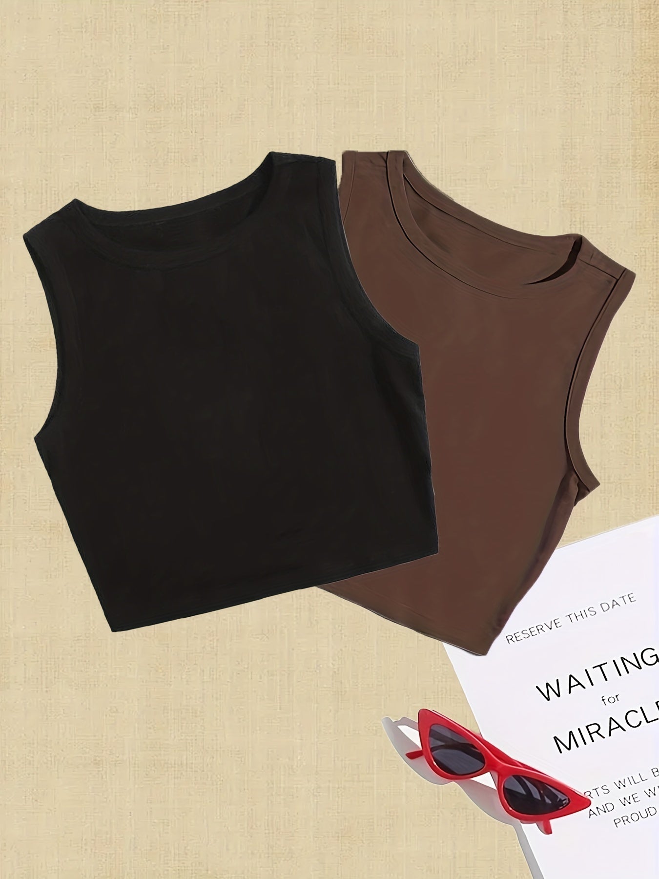 2 Pack Y2K Sleeveless Crop Tank Tops Summer Women's Clothing