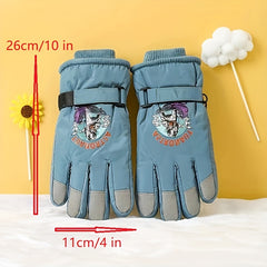 Kids Cartoon Ski Gloves Waterproof & Windproof Warm Gloves Age 8-11