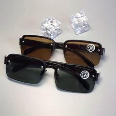 Men's Small Rimless Sunglasses UV Resistant Sunglasses With Glasses Case