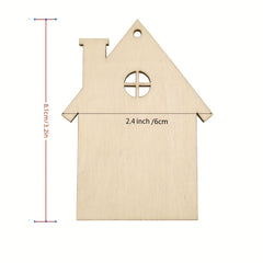 10 Packs Wooden House Cutout Ornaments Small Wood House Crafts