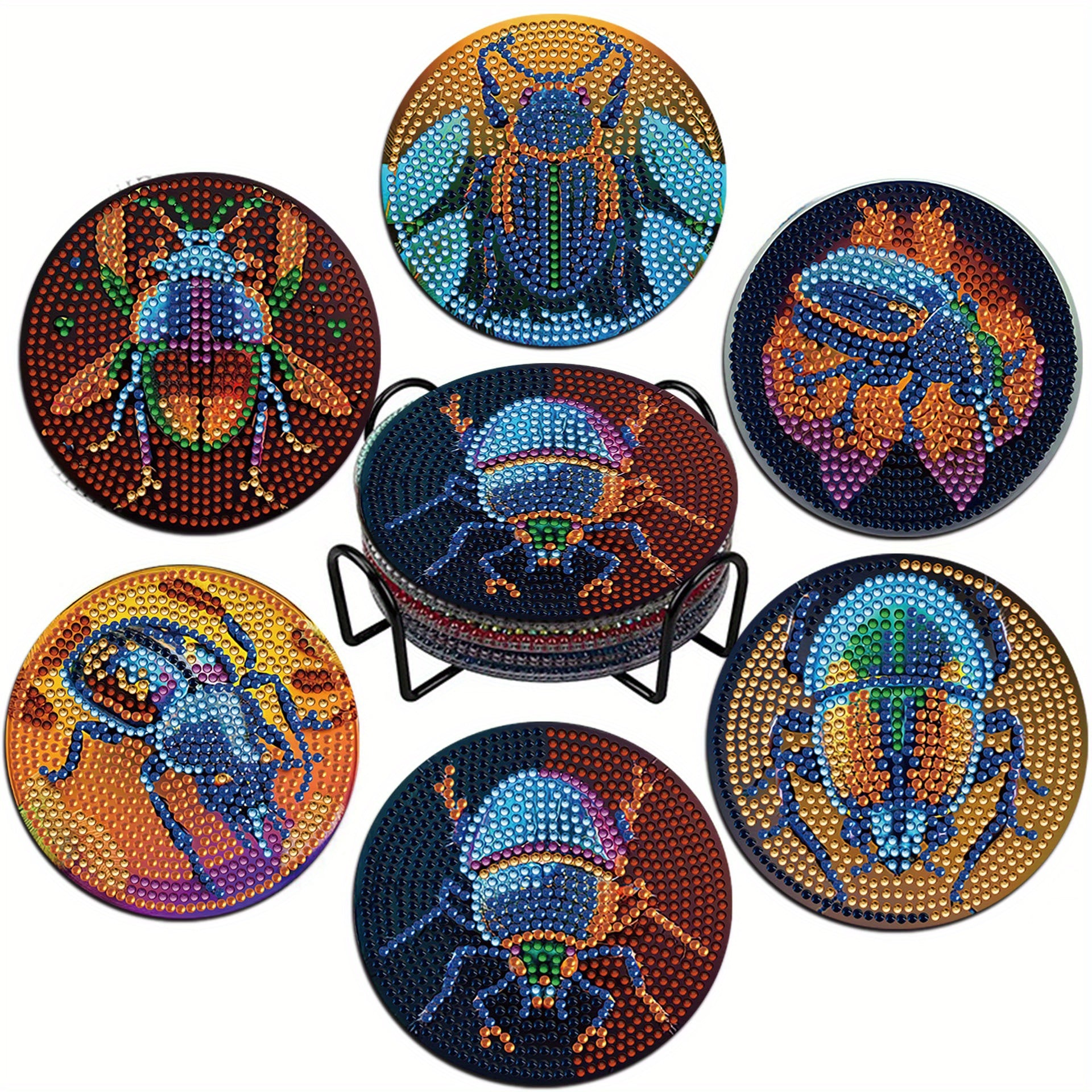Animal Pattern Diamond Painted Coasters Set for Adults Kids Beginners