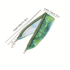 Oil Painting Print Scarf with Magnetic Buckle Silk Necklace
