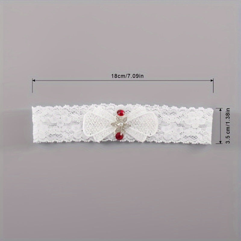 ROAD BULL Lace Bridal Garter Belt with Rhinestone Butterfly